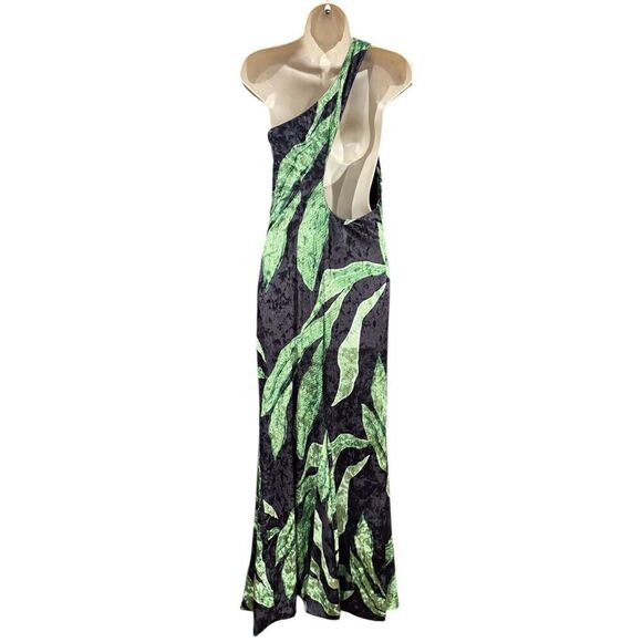Dur Doux Green Leaf Velvet Maxi Dress NWT Size Large - Picture 7 of 8